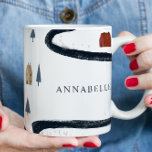 Traditionelle Rustikale Marine Roten Winter Frohe  Kaffeetasse<br><div class="desc">Traditionelle Rustikale Navy Rot verschneiten Landschaft Winter Frohe Weihnachtskissendekor Design.</div>