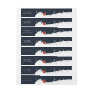 Traditionelle Rustikale Marine Roten Winter Frohe  Rundum-Adressaufkleber