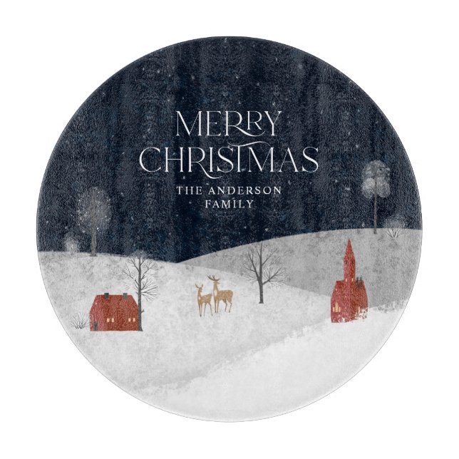 Traditionelle rustikale Winterdekoration Weihnacht Schneidebrett (Vorderseite)