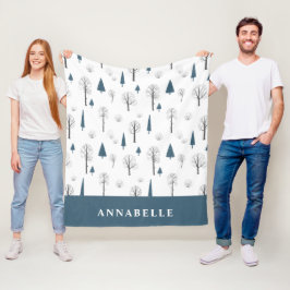 Traditionelle rustikale Winterwald blauer Weihnach Fleecedecke