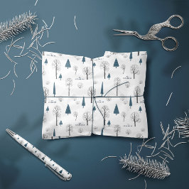 Traditionelle rustikale Winterwald blauer Weihnach Geschenkpapier