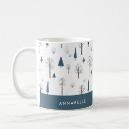 Traditionelle rustikale Winterwald blauer Weihnach Kaffeetasse