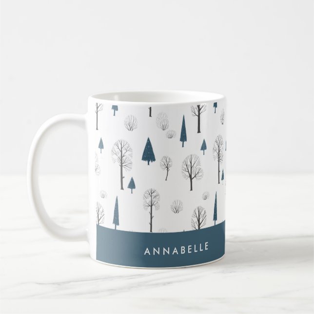 Traditionelle rustikale Winterwald blauer Weihnach Kaffeetasse (Links)