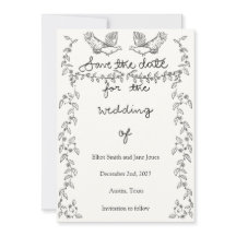Traditionelle Save-the-Date-Karte - Jasmin, Reben,