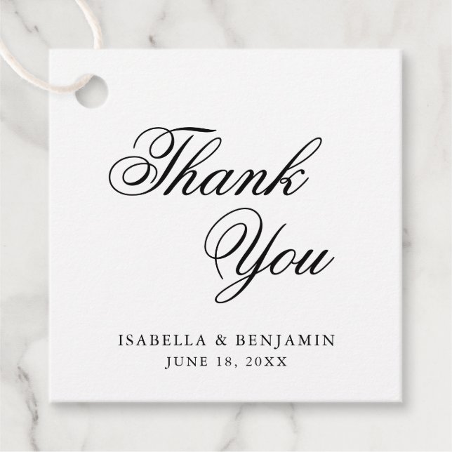 Traditionelle Schwarz-Weiß-Hochzeit Geschenkanhänger (Vorderseite)