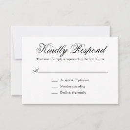 Traditionelle Schwarz-Weiß-Hochzeit RSVP Karte