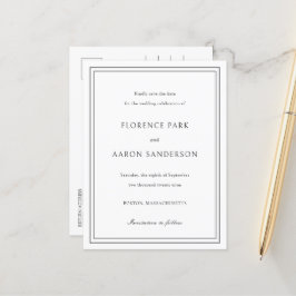 Traditionelle Schwarz-Weiß-Hochzeit speichern Sie Ankündigungspostkarte