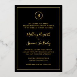 Traditionelle Schwarze Hochzeit Folieneinladung