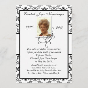 Traditionelle Schwarzweiss-Todesmitteilung Ankündigung