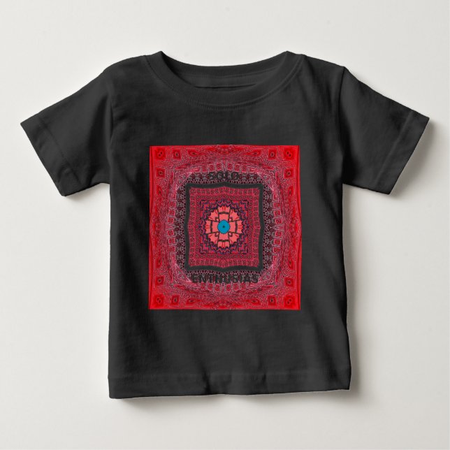 Traditionelle Sindhi Kultur Ajrak Muster Kunst Dru Baby T-shirt (Vorderseite)