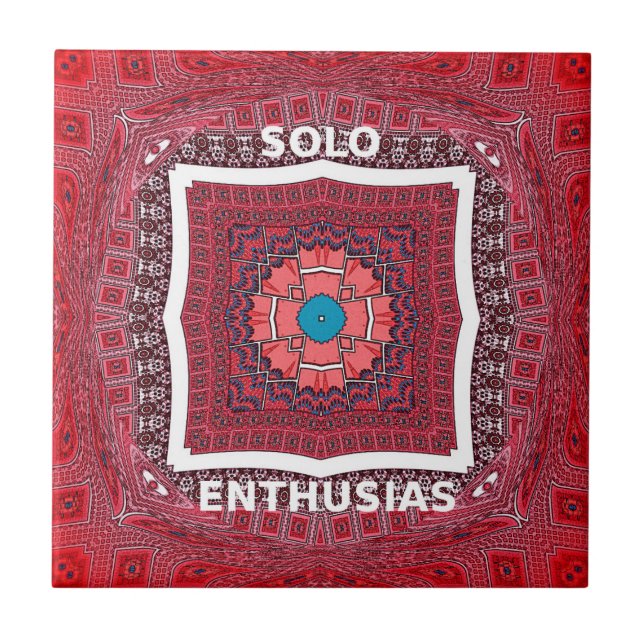 Traditionelle Sindhi Kultur Ajrak Muster Kunst Dru Fliese (Vorderseite)