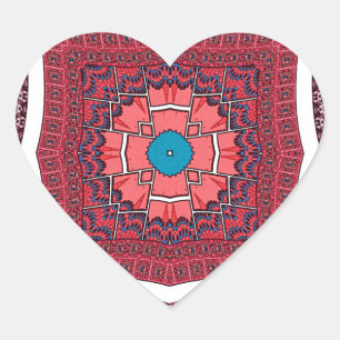 Traditionelle Sindhi Kultur Ajrak Muster Kunst Dru Herz-Aufkleber