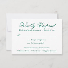 Traditionelle Smaragdgrüne feierliche Hochzeit RSVP Karte