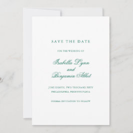 Traditionelle Smaragdgrüne feierliche Hochzeit Save The Date