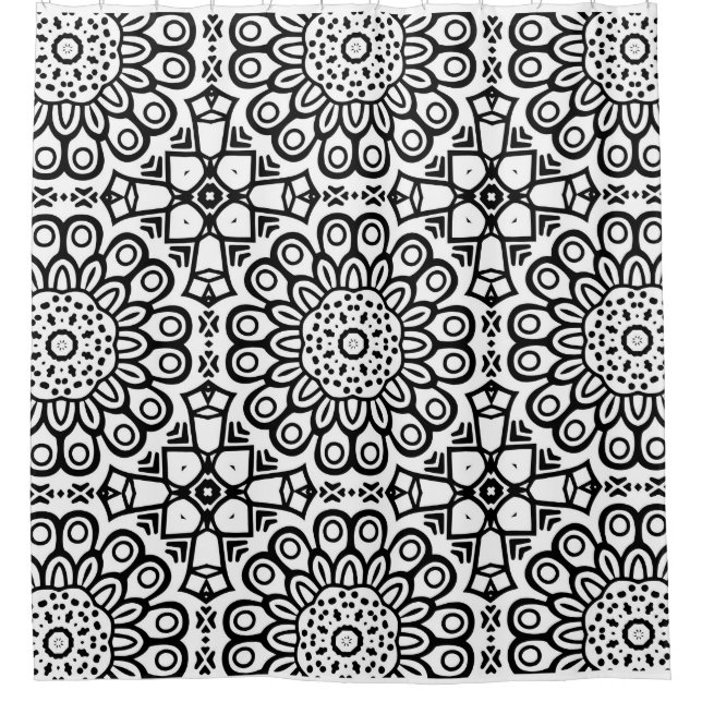 Traditionelle Sonnenblumen-Batik-Musterschmuck Duschvorhang (Vorderseite)