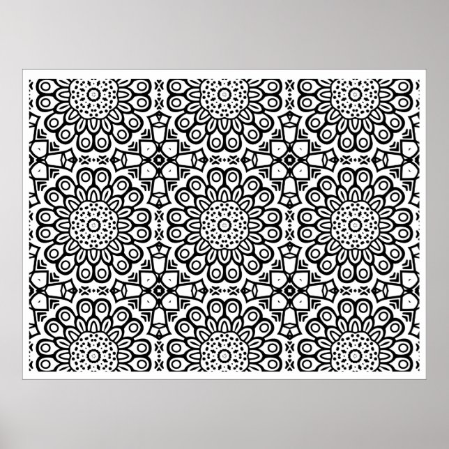 Traditionelle Sonnenblumen-Batik-Musterschmuck Poster (Vorne)