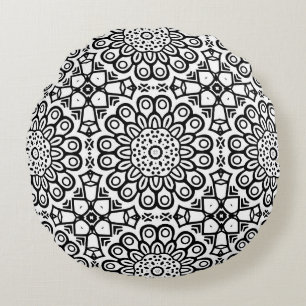 Traditionelle Sonnenblumen-Batik-Musterschmuck Rundes Kissen