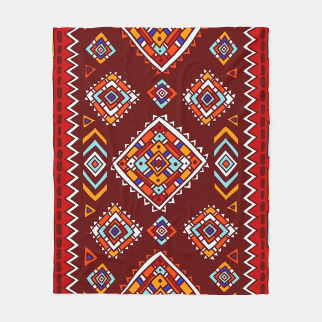 Traditionelle Stammesmuster im ethnischen Stil Fleecedecke (Vorderseite)