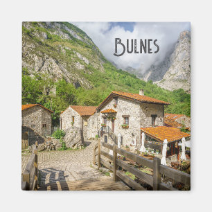 Traditionelle Steinhäuser in Bulnes, Asturien Magnet