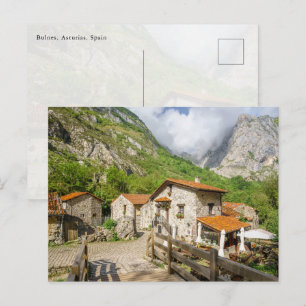 Traditionelle Steinhäuser in Bulnes, Asturien Postkarte
