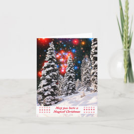 Traditionelle Sterne Schneebäume Feiertagskarte