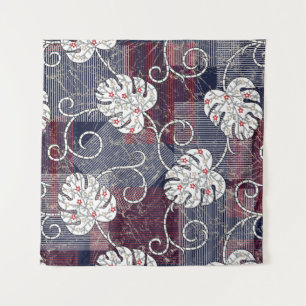 traditionelle Streifen und Blätter Wandteppich