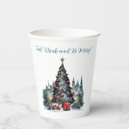 Traditionelle Szene essen Drink sei frohe Weihnach Pappbecher