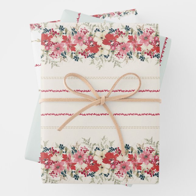 traditionelle Tapisserie Weihnachten Urlaub Geschenkpapier Set (Beispiel)