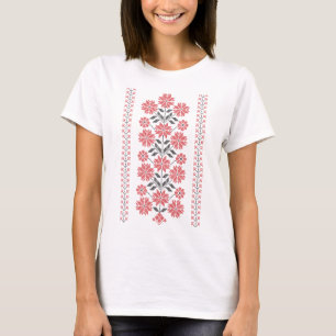 Traditionelle Tatreez Stickerei Blume Muster blk T-Shirt