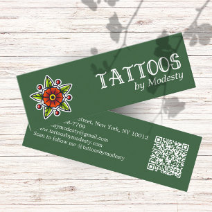 Traditionelle Tattoo-Blume Mini Visitenkarte