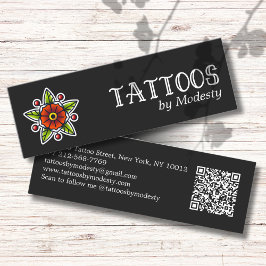 Traditionelle Tattoo-Blume Mini Visitenkarte