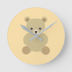 Traditionelle Teddy Bear Round Clock Runde Wanduhr
