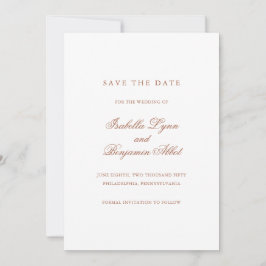 Traditionelle Terracotta Formal Elegante Hochzeit Save The Date