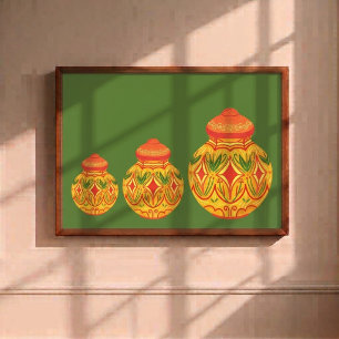 Traditionelle Terrakotta-Töpferei-Wandkunst Leinwanddruck