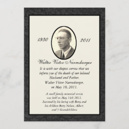 Traditionelle Todesankündigungskarte Ankündigung