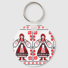 Traditionelle ukrainische Stickereimädchen Schlüsselanhänger