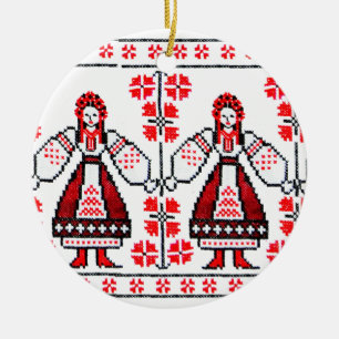 Traditionelle ukrainische Stickereiukraine-Mädchen Keramikornament
