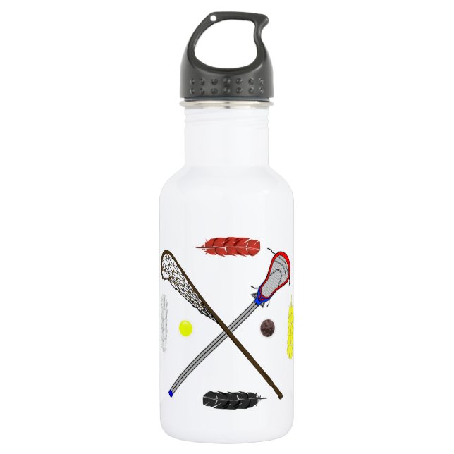 Traditionelle und moderne Lacrosse Sticks Edelstahlflasche (Vorderseite)