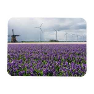 Traditionelle und moderne Windmühle in Holland Mag Magnet