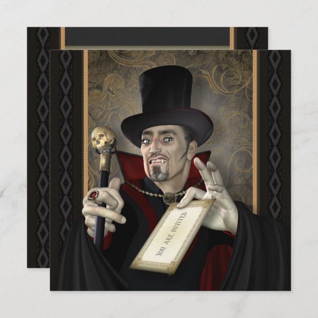 Traditionelle Vampire Square-Party Einladungen (Vorne/Hinten)