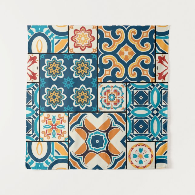 Traditionelle, verzierte portugiesische Dekorfarbe Wandteppich (Vorderseite)