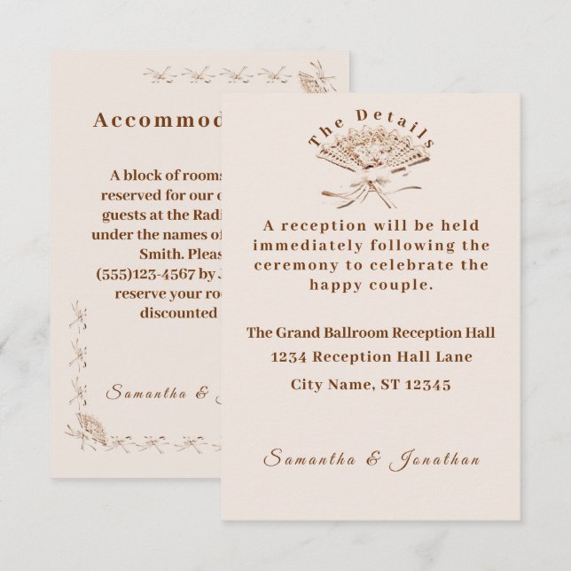 Traditionelle Viktorianische Hochzeit Begleitkarte (Vorne/Hinten)