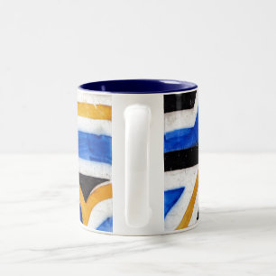 traditionelle vintage Azulejo-Mosaikfliese Portuga Zweifarbige Tasse