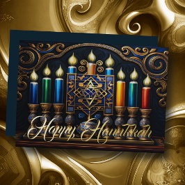 Traditionelle Vintage Menorah Happy Hanukkah Folien Feiertagskarte