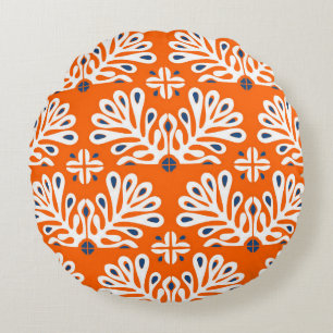 Traditionelle Vintage Ornamente im skandinavischen Rundes Kissen