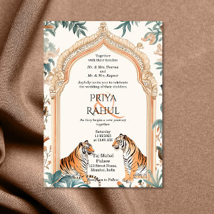 Traditionelle Vintage Tigers-Hochzeit Einladung