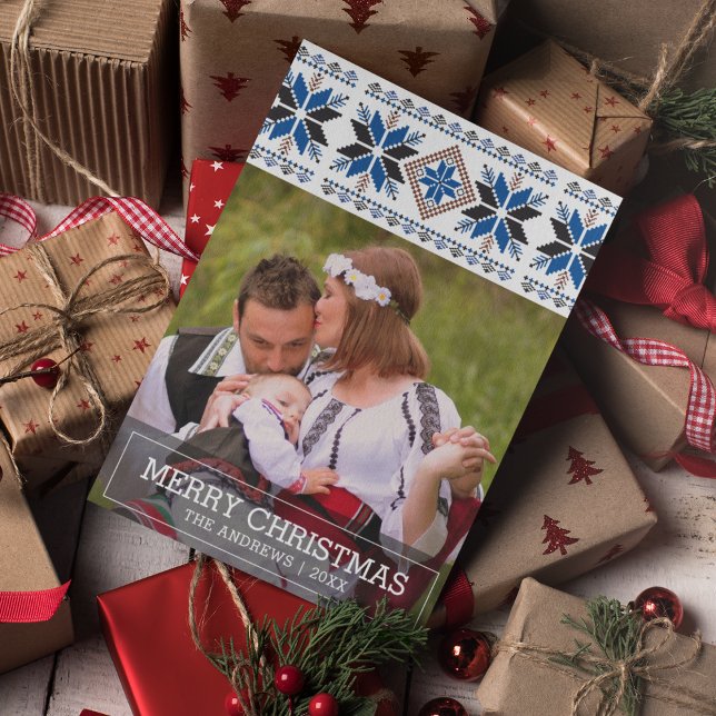 Traditionelle Volkskunst Nordisches Weihnachtsfest Feiertagskarte (Von Creator hochgeladen)