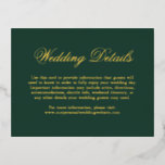 Traditionelle Waldgrün-formale Hochzeit Folie Einladungspostkarte<br><div class="desc">Traditioneller Stil Wald grün und Gold-Folie Hochzeitskasse mit dem Wort "Details" in einer eleganten Kalligraphie. Benutzen Sie diese Umzäunungskarten, um Anfahrtsbeschreibungen und andere wichtige Details zu den Hochzeiten anzugeben, die Ihre Gäste vielleicht kennen müssen, wie z.B. Hotelunterkünfte, Parkplätze, Informationen zum Shuttleservice, etc. Diese klassische Kapselkarte eignet sich perfekt für eine...</div>