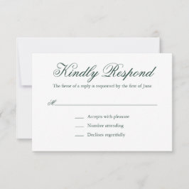 Traditionelle Waldgrün-formale Hochzeit RSVP Karte