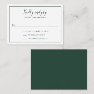 Traditionelle Waldgrün-Mini-Hochzeit-RSVP-Karte Mitteilungskarte